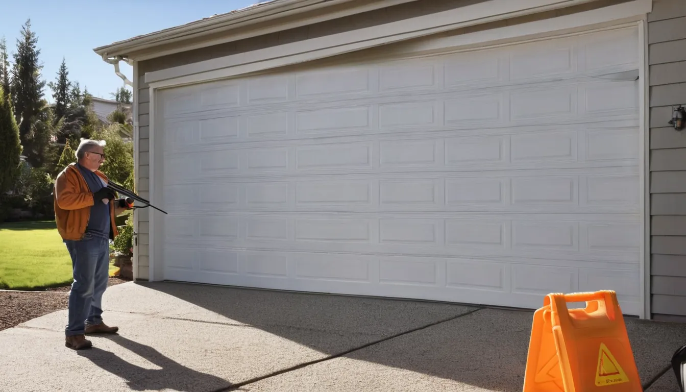 Provider inspecting a garage door torsion spring in a Attleboro home